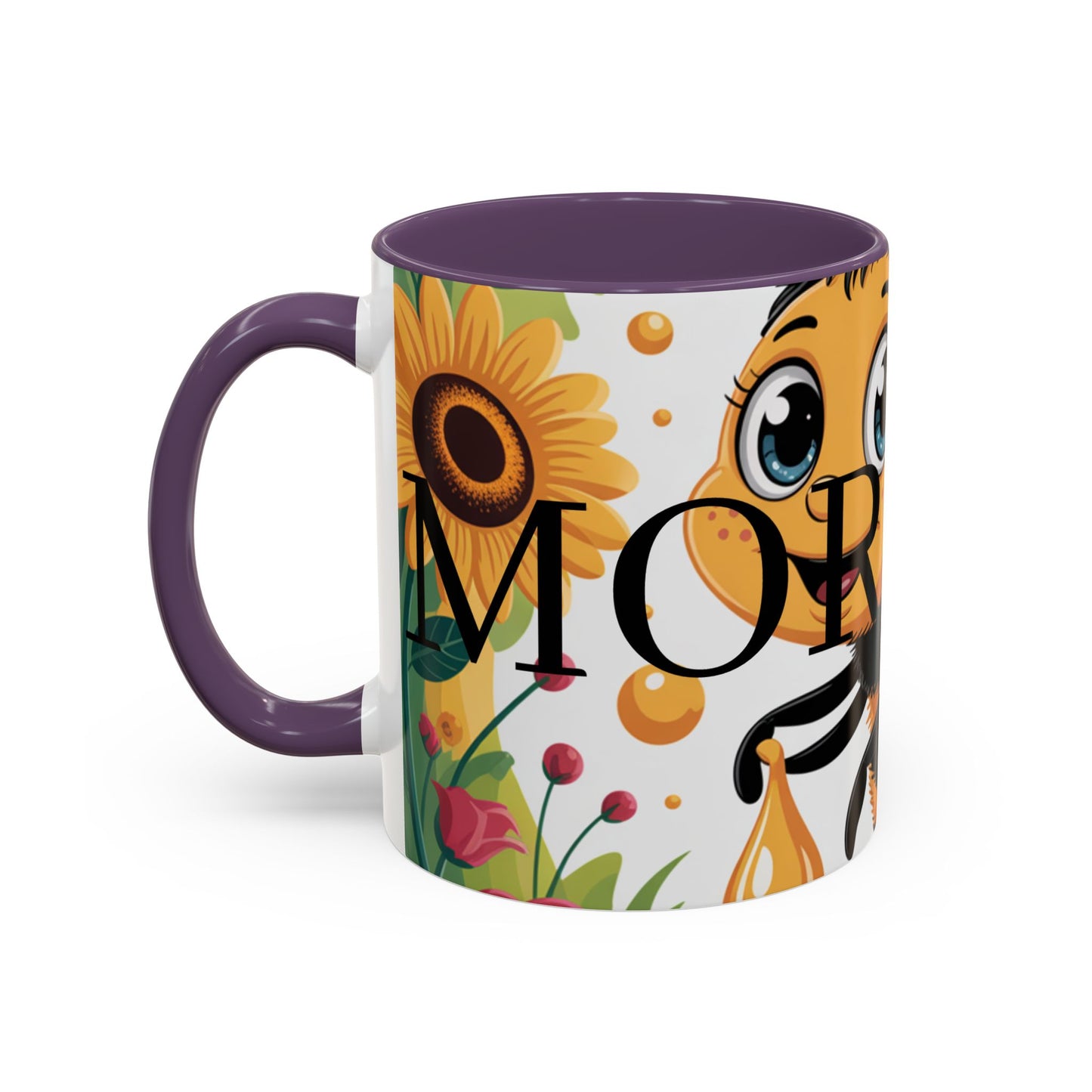Bee-Theme Accent Coffee Mug, Floral Mug for Bee Lovers, Cute Gift for Nature Enthusiasts, Gardening Gift, Birthday Mug