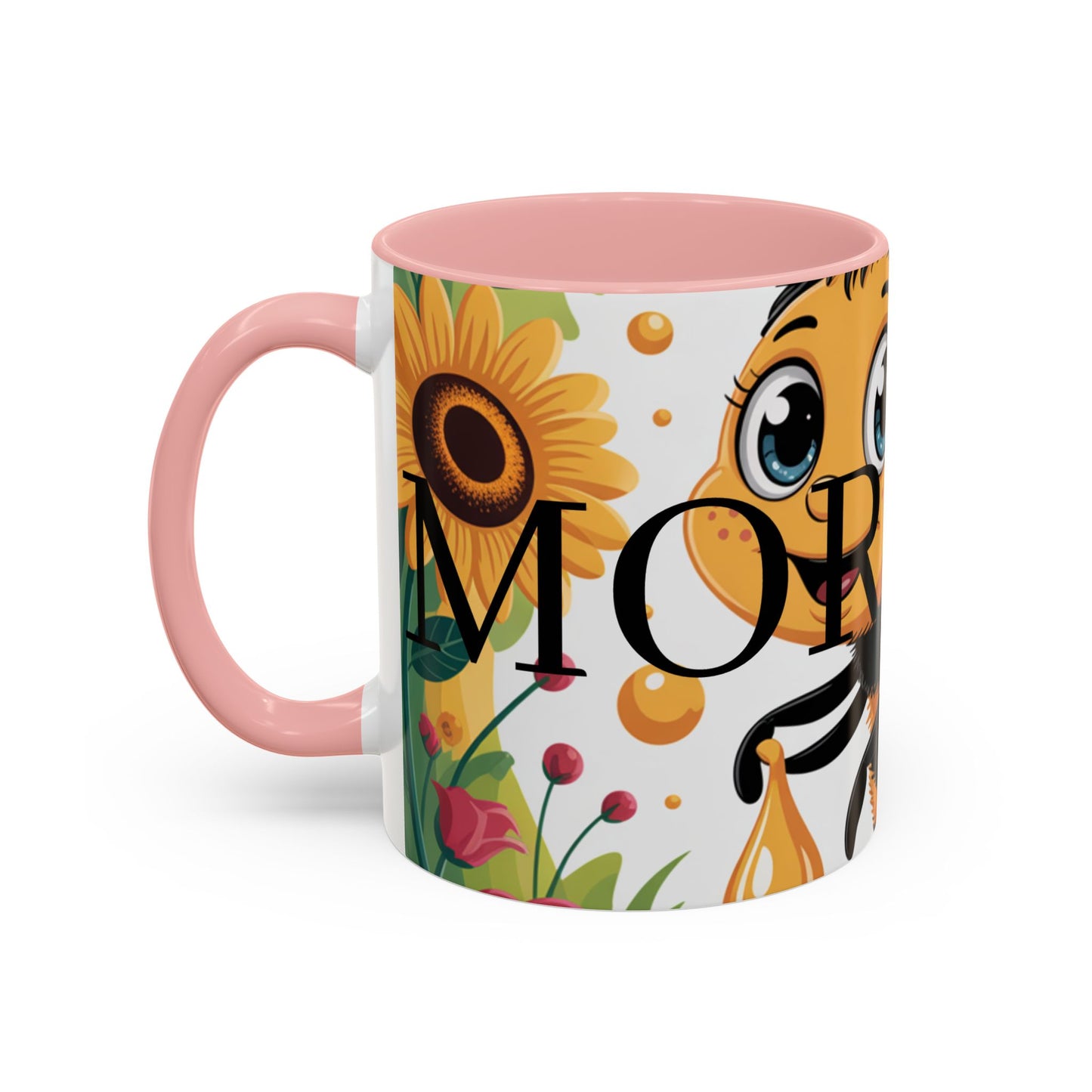 Bee-Theme Accent Coffee Mug, Floral Mug for Bee Lovers, Cute Gift for Nature Enthusiasts, Gardening Gift, Birthday Mug
