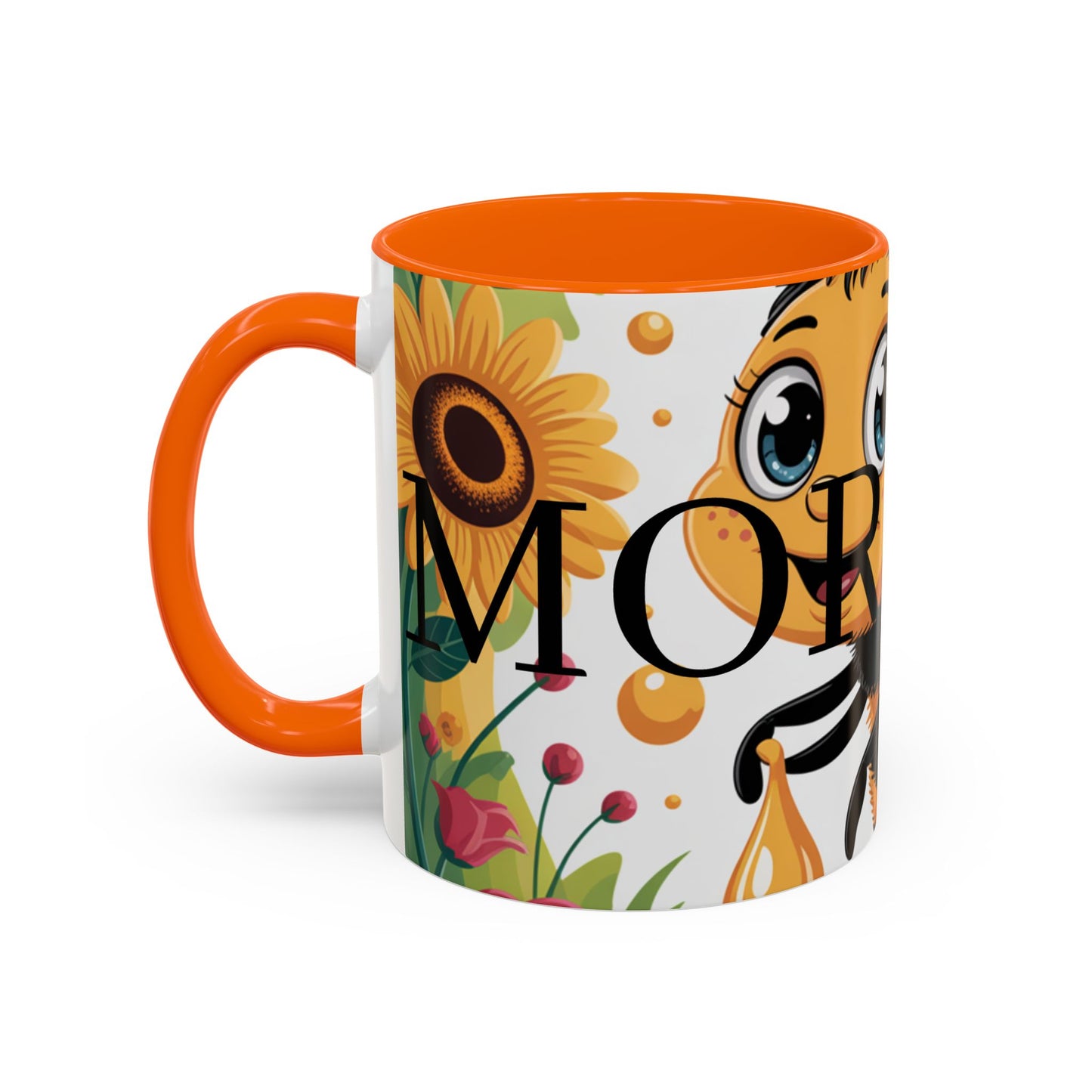 Bee-Theme Accent Coffee Mug, Floral Mug for Bee Lovers, Cute Gift for Nature Enthusiasts, Gardening Gift, Birthday Mug