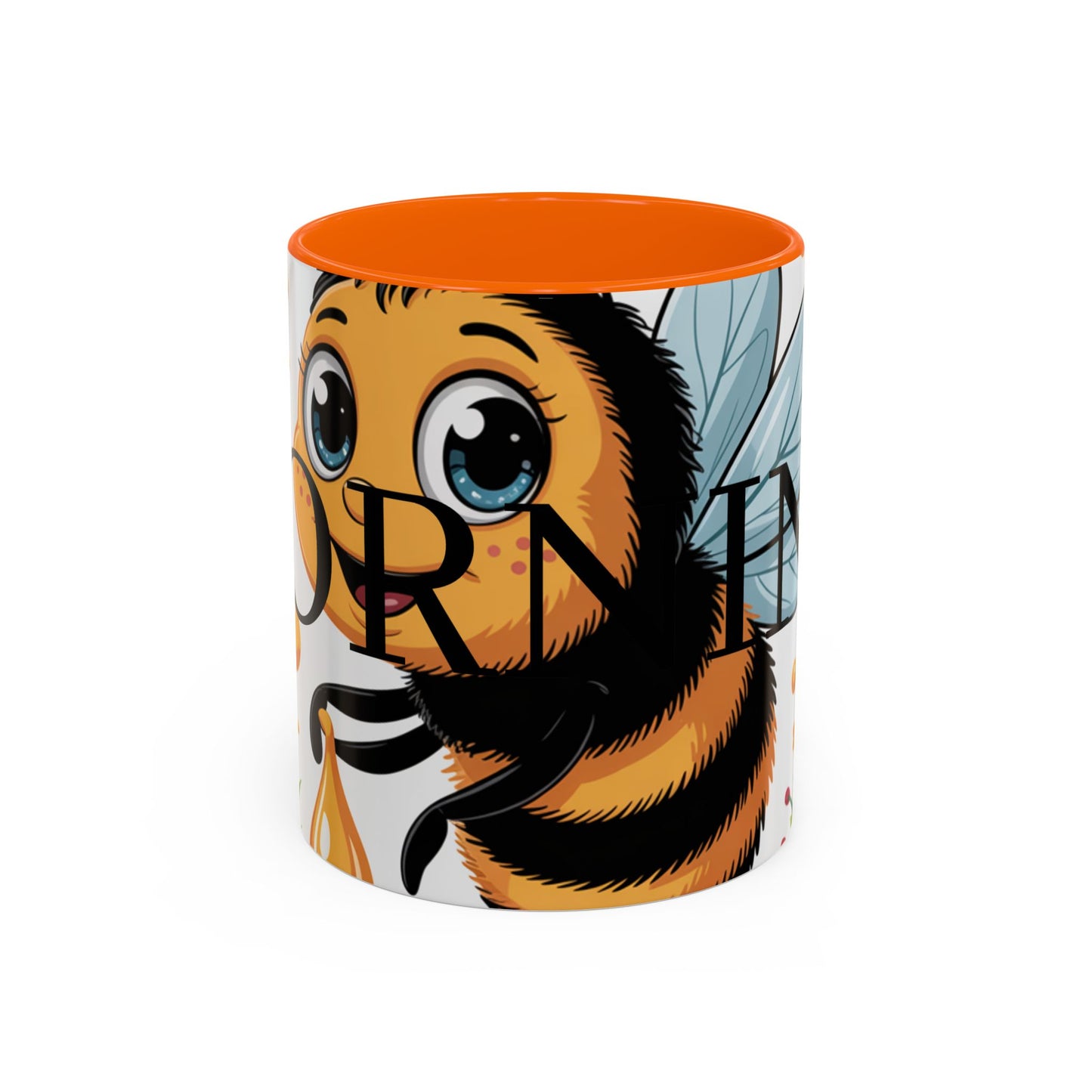 Bee-Theme Accent Coffee Mug, Floral Mug for Bee Lovers, Cute Gift for Nature Enthusiasts, Gardening Gift, Birthday Mug