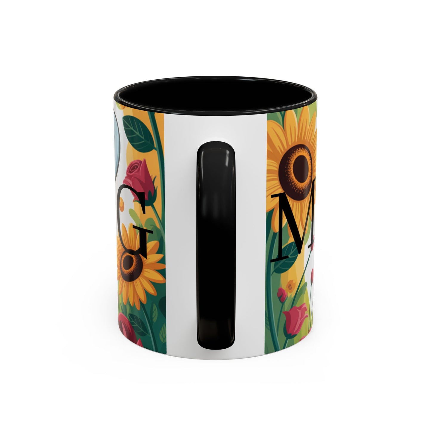 Bee-Theme Accent Coffee Mug, Floral Mug for Bee Lovers, Cute Gift for Nature Enthusiasts, Gardening Gift, Birthday Mug