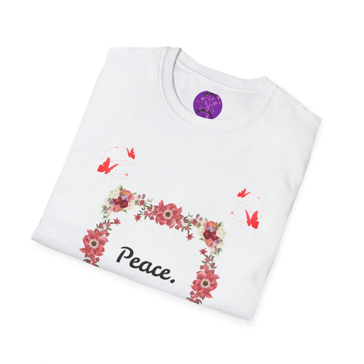 Floral Peace Unisex Softstyle T-Shirt - Perfect Gift for Celebrations, Festivals, Love, Friendship, Self-Care