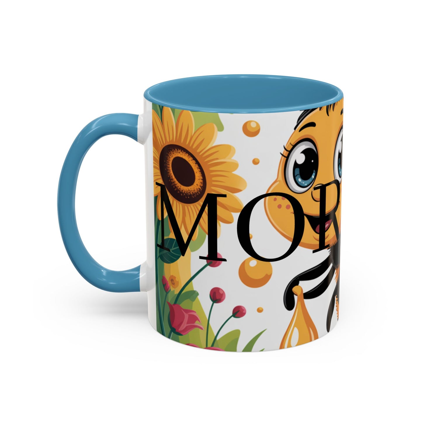 Bee-Theme Accent Coffee Mug, Floral Mug for Bee Lovers, Cute Gift for Nature Enthusiasts, Gardening Gift, Birthday Mug