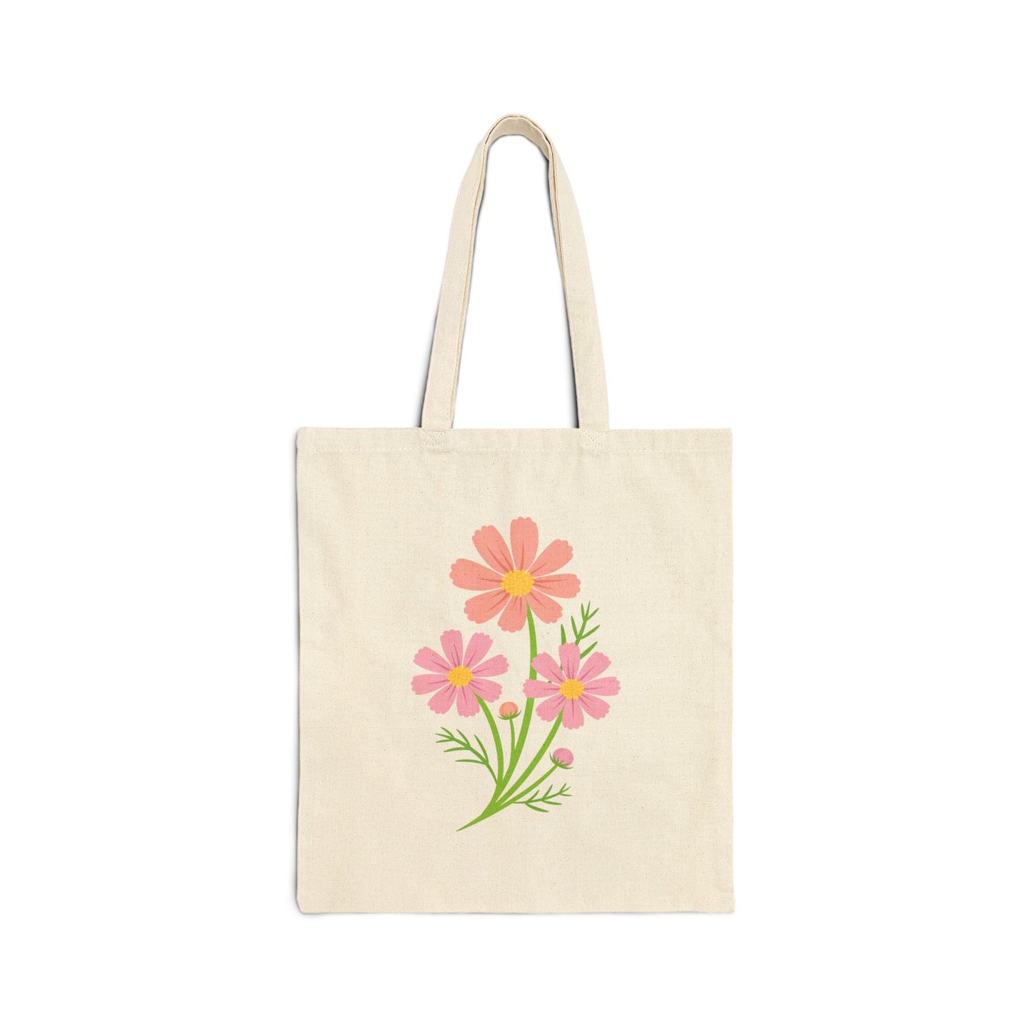 Floral Cotton Canvas Tote Bag | Eco-Friendly Shopping Bag, Beach Tote, Gift for Her, Spring Flowers, Reusable Tote