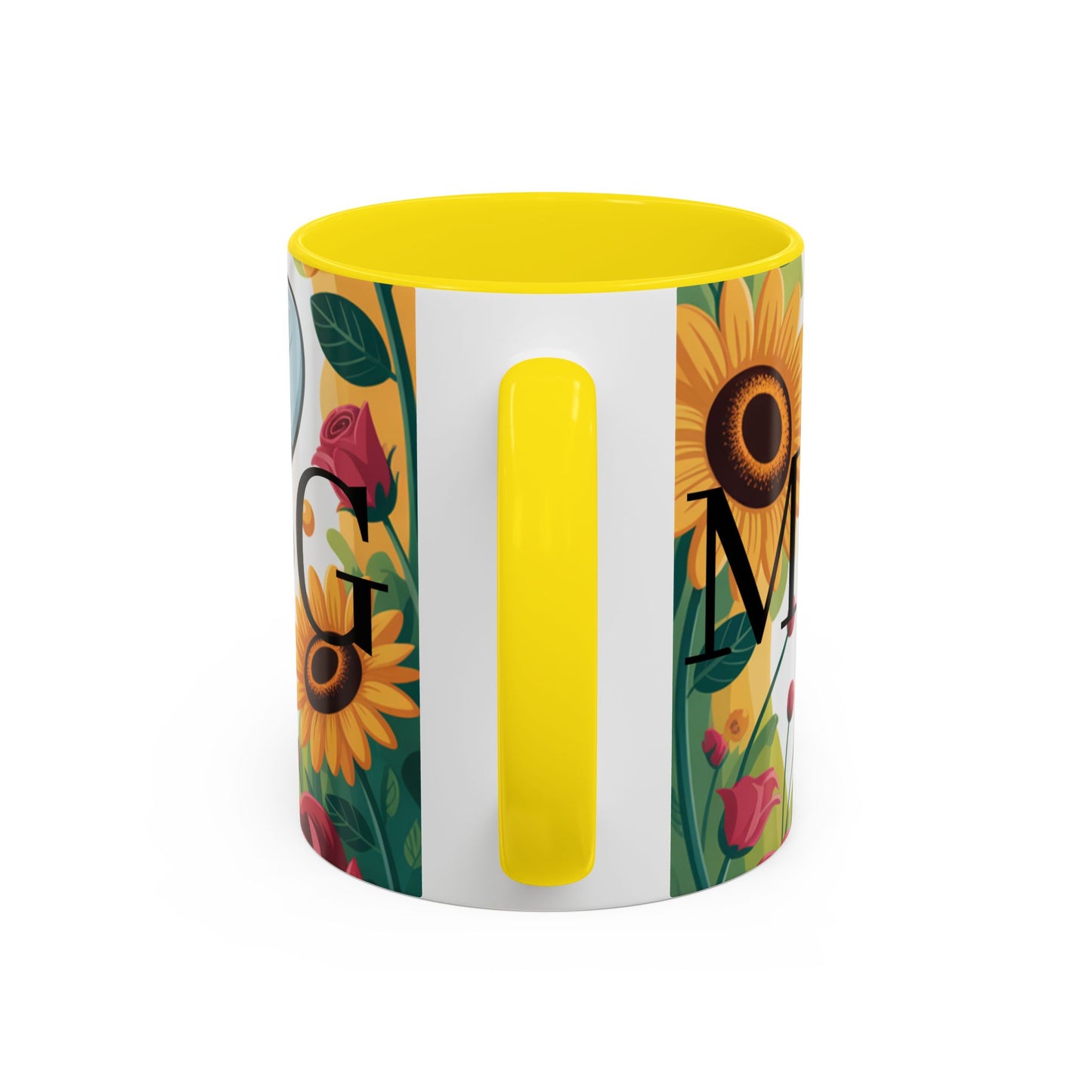 Bee-Theme Accent Coffee Mug, Floral Mug for Bee Lovers, Cute Gift for Nature Enthusiasts, Gardening Gift, Birthday Mug