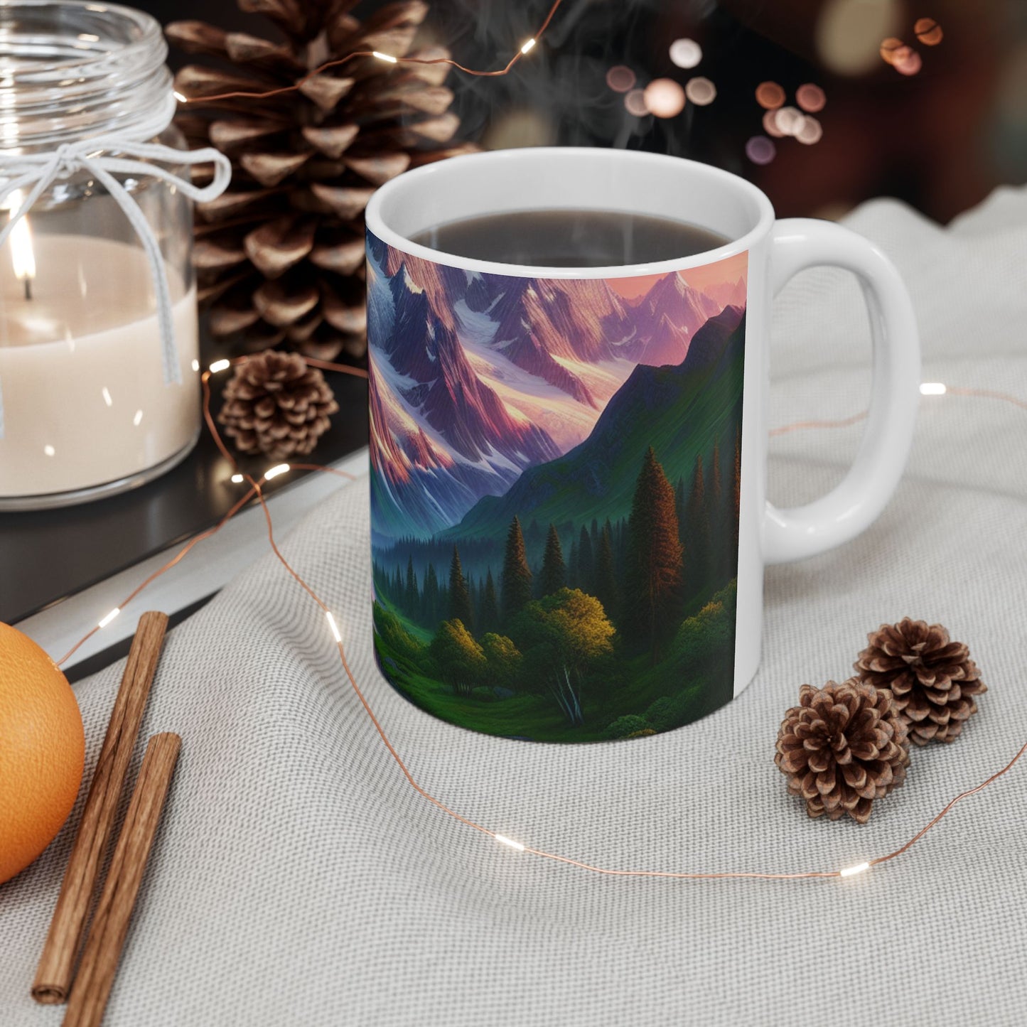 Mountain Landscape Ceramic Mug | Nature Lover Gift, Coffee Cup, Travel Mug, Scenic Design, Outdoor Enthusiast