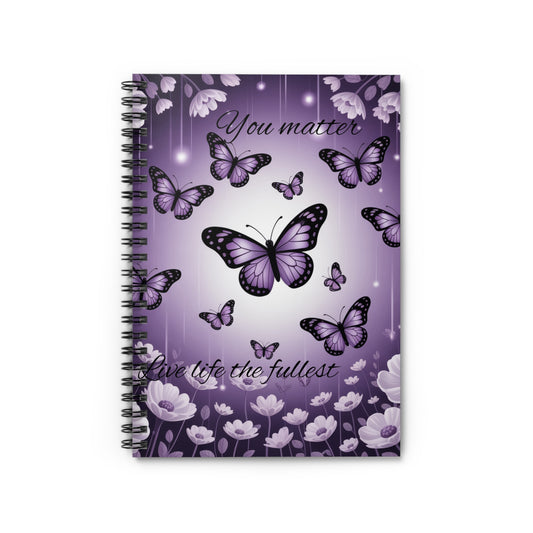 Purple Butterfly Inspirational Spiral Notebook