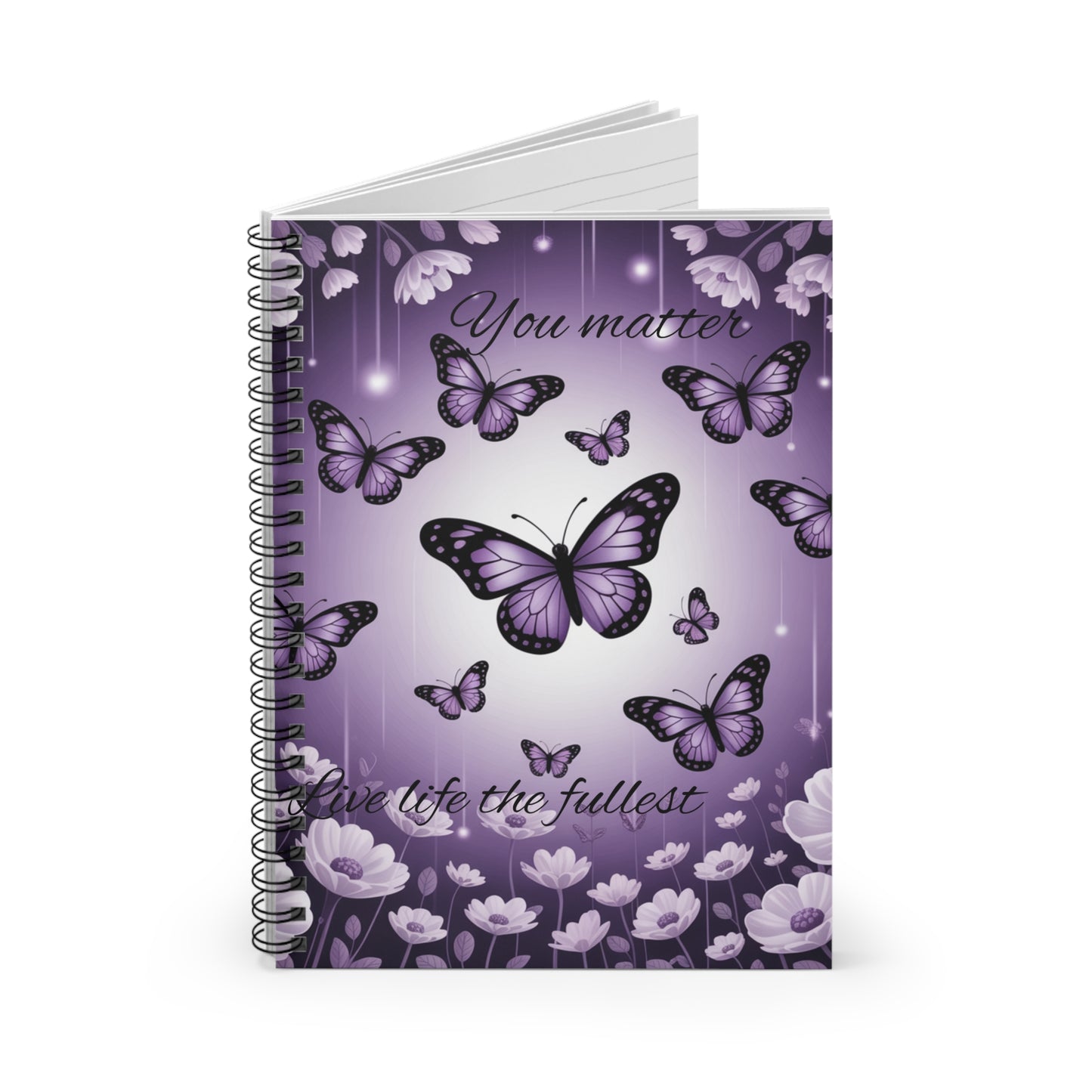 Purple Butterfly Inspirational Spiral Notebook