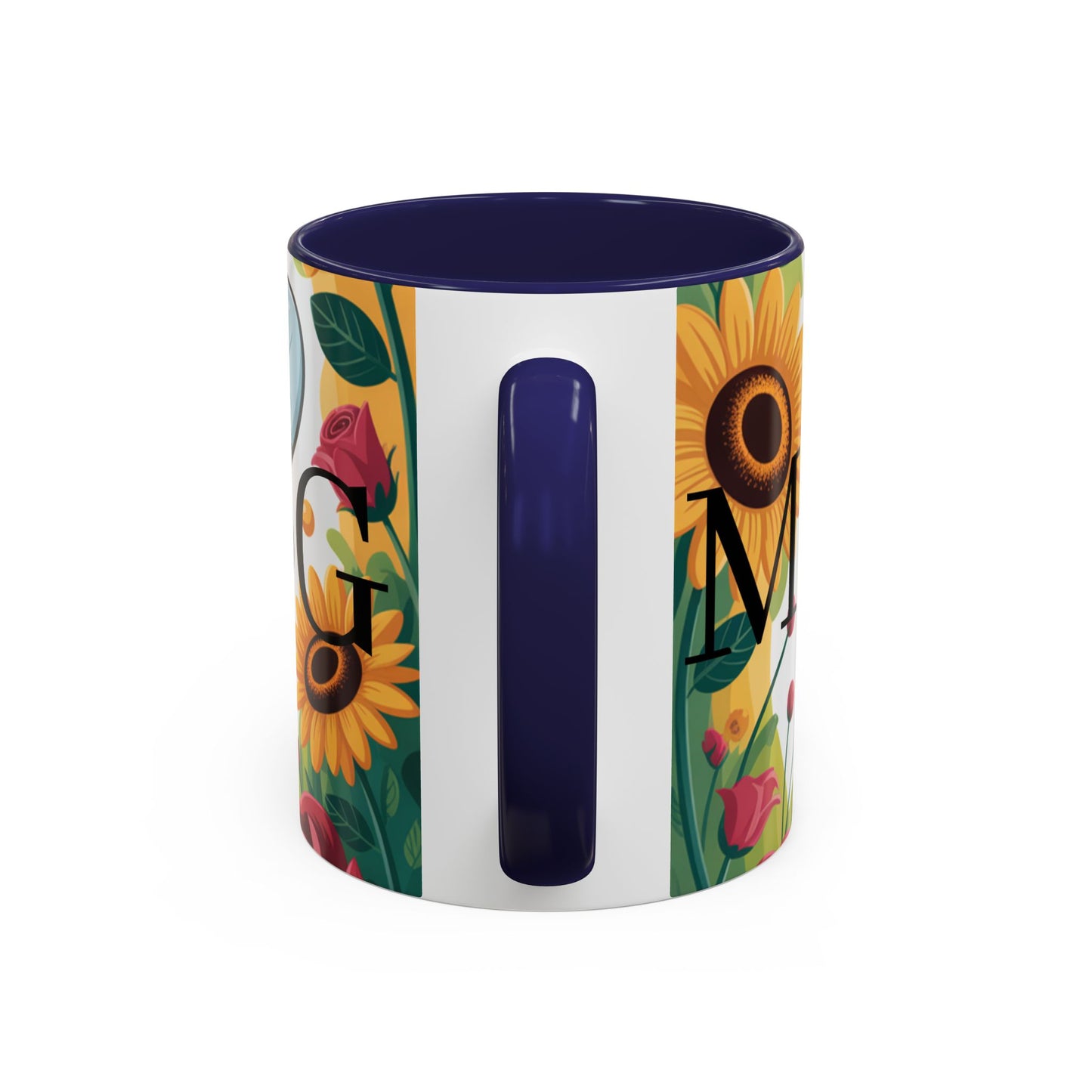 Bee-Theme Accent Coffee Mug, Floral Mug for Bee Lovers, Cute Gift for Nature Enthusiasts, Gardening Gift, Birthday Mug