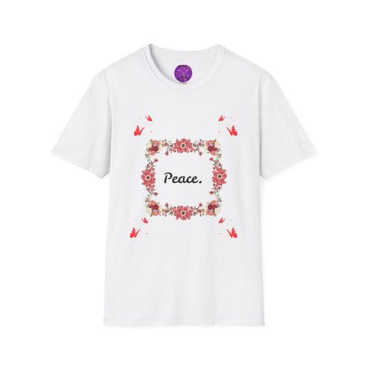 Floral Peace Unisex Softstyle T-Shirt - Perfect Gift for Celebrations, Festivals, Love, Friendship, Self-Care