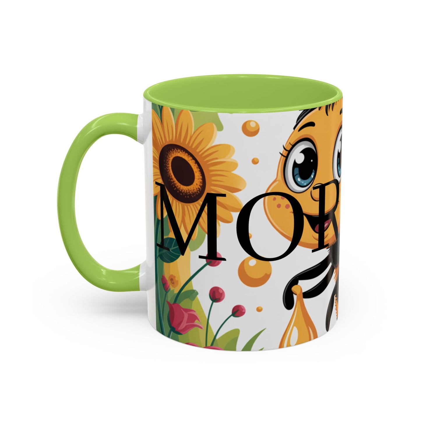 Bee-Theme Accent Coffee Mug, Floral Mug for Bee Lovers, Cute Gift for Nature Enthusiasts, Gardening Gift, Birthday Mug