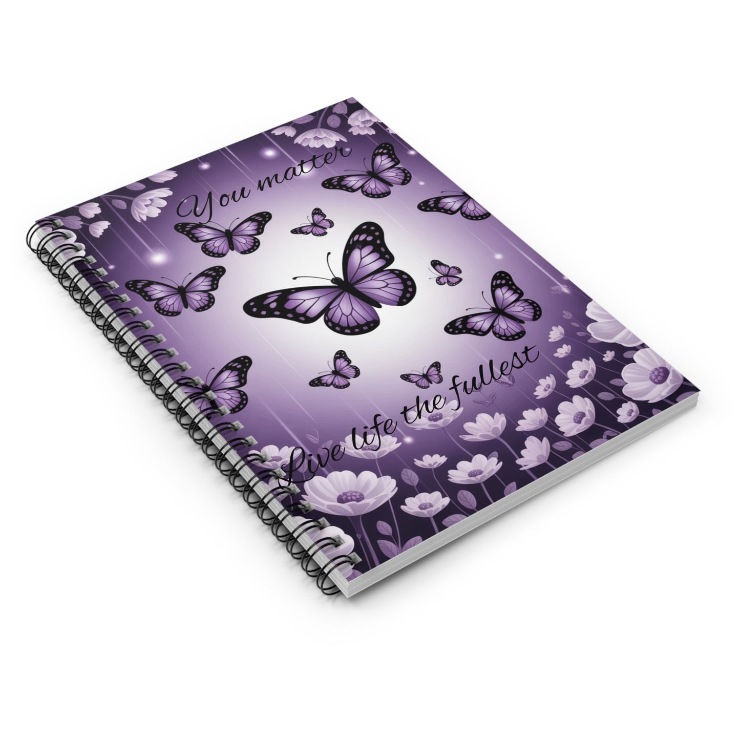 Purple Butterfly Inspirational Spiral Notebook